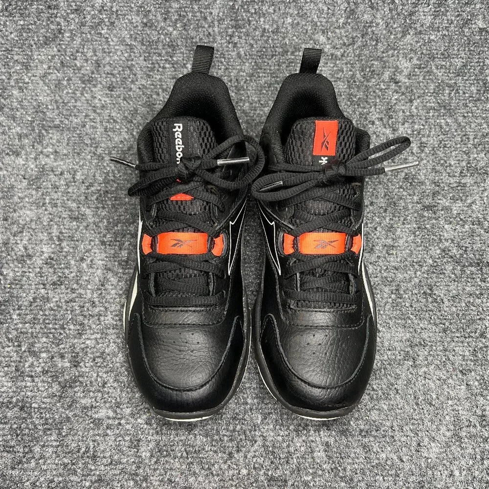 Reebok More Buckets Basketball Shoes Boy's 1.5 Black‎ Leather Athletic Sneakers